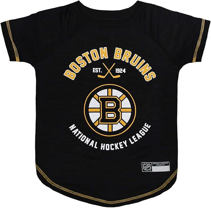 NHL Boston Bruins Tee Shirt for Dogs & Cats, X-Small. - Are You A Hockey Fan? Let Your Pet Be An NHL Fan Too!