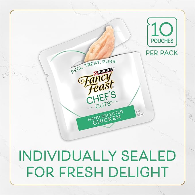 Purina Fancy Feast Natural Cat Treats, Purely Natural Hand-Selected Chicken - (Pack of 5) 10 ct. Pouches