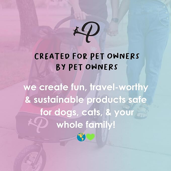 Petique Durable Pet Stroller, Easy Fold, Quality mesh Windows, Large Storage Basket, Secure Cup Holder Tray, for Small to Medium Dog, Cat, Bunny, Supports Pets up to 55LBS - RAZZBERRY