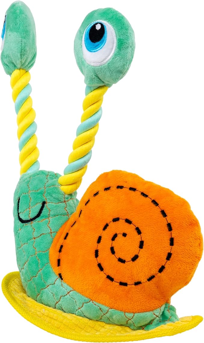 KONG Bendeez Dog Toy – Durable Plush with Rope, Flexible Twistable Design, Squeaker for Interactive Play, Large Size for All Dogs (Snail)