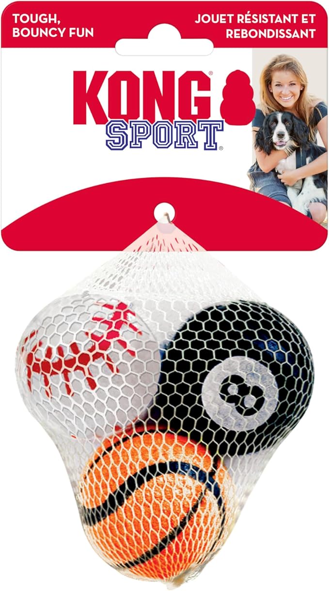 Kong - Sport Balls - Extra Bouncy, Tough Balls for Indoor/Outdoor Play - Small (3 Pack - Assorted)