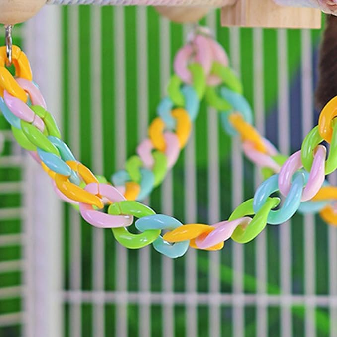 Wooden Pet Swing Toy - Bird Cage Hanging sSwing Perch Climbing Accessory, Natural Chew Safe Small Animal Toy | Hamster Guinea Pig