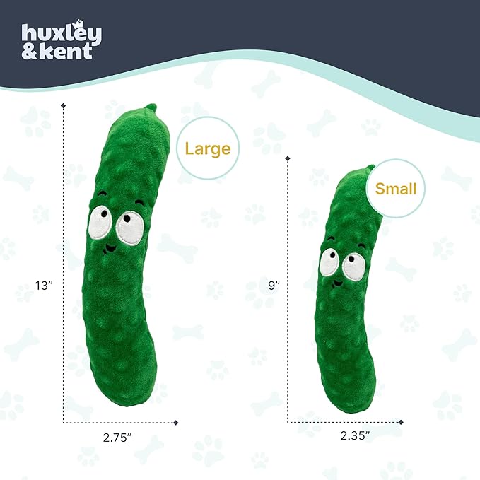 Huxley & Kent Funny Dog Toy w/Squeaker – Power Plush Squeaky Dog Toys for Small, Medium & Large Dogs – Soft Stuffed Animal for Indoor Play & Fetch - Fetchies® Dell Pickle, Small