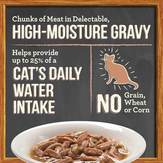Merrick Purrfect Bistro Bon Appetits Premium Grain Free Wet Cat Food Topper, Beef Recipe Chunks in Gravy - (Pack of 24) 3 oz. Pouches
