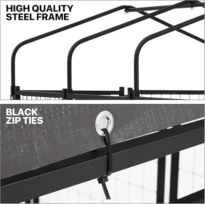 MoNiBloom Dog Kennels and Crates for Small/Medium Dogs, 4.6ft High Expandable Outdoor Dog Run Enclosure with Waterproof Cover, Galvanized Puppy Exercise Pen with Lock for Outside Home Yard, 10 Panels