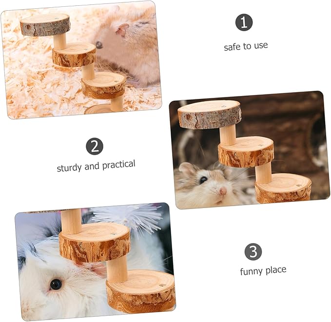 Wooden Pet Ladder Toy for Hamsters Dwarf Hamsters Safe Climbing Accessory for Bird Cages Encourages Exercise Coordination Smooth Finish Easy to Space-Saving Design