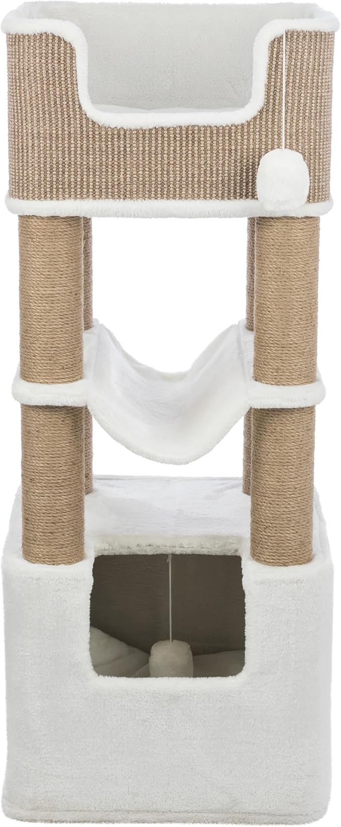 Trixie Lucano 43.3-in XXL Cat Tree, Indoor Cat Furniture with Jute Scratching Posts, Sisal and Plush Covered Condo, Dangling Interactive Toys, Brown