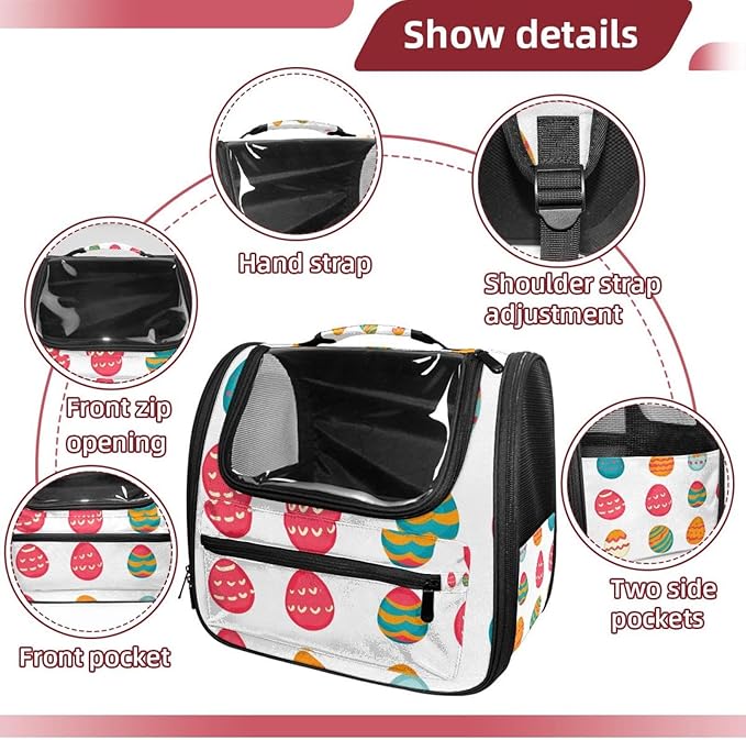 Happy Easter (3) Cat Backpack Carrier Pet Backpack Carrier for Small Dogs and Medium cat Puppy Kitten Bunny