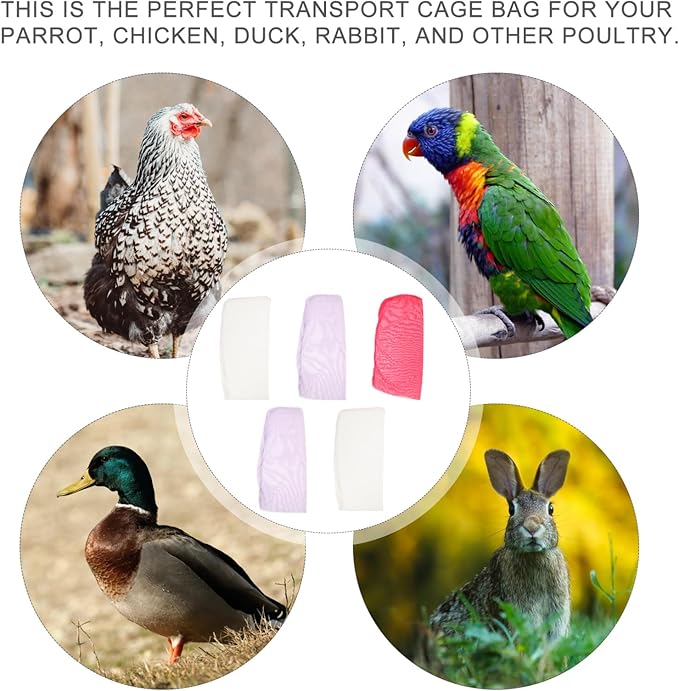 Kisangel 5pcs Parrot Packing Net Bag Waterproof Bird Cage Storage Bag High Elastic Cloth for Safe Transport of PET Birds Random Color