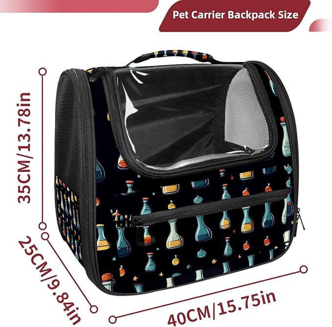 Portable Travel pet Backpack Carrier Hamster Bag Small Dog cat Carrier Breathable Hang Bag, Chemistry Science Laboratory (11)