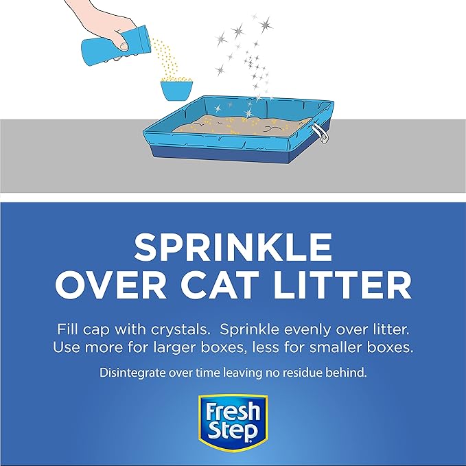 Fresh Step Cat Litter Crystals Deodorizer, Non Toxic Odor Neutralizing Crystals for Litter Boxes that Help Control Smells and Keep Home Areas Fresh, Summer Breeze Scent, 15 Ounce - 6 Pack