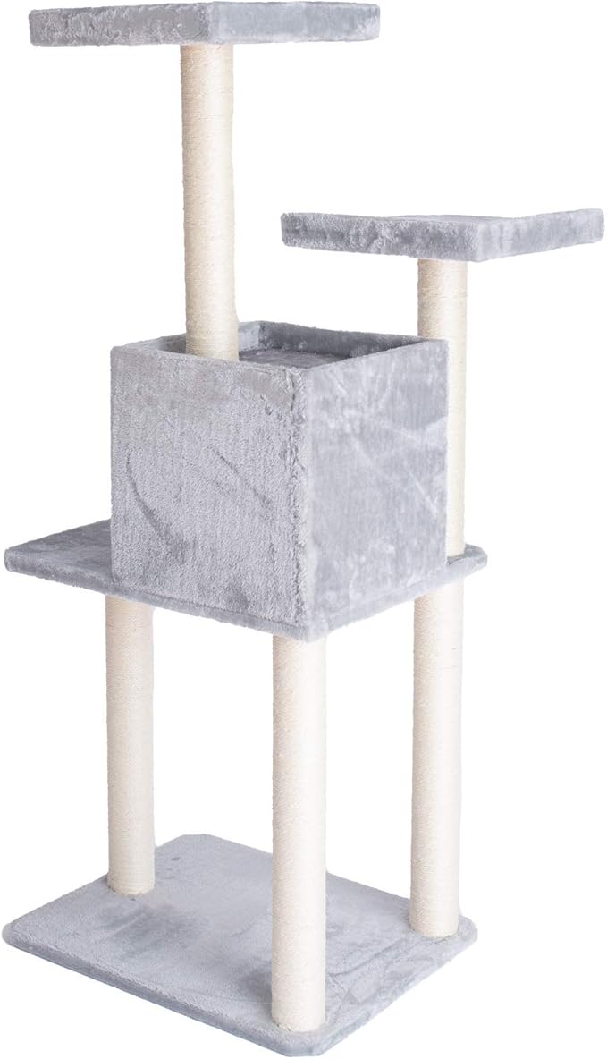 Gleepet GP78571022 Cat Tree, Real Wood Play House, Silver Gray,14 D x 27 6 W x 57 H