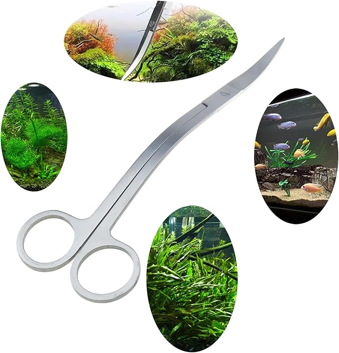 DGZZI 25cm Wave Scissors Stainless Steel Aquatic Weed Pruning Tool Fish Tank Aquarium Cleaning Flat Sand Shovel Algae Scraper Pet Supplies