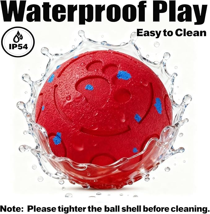 Dog Balls: Interactive Dog Ball, Self-Moving Dog Toy with Auto-Rolling & Bouncing, E-TPU Material, IP54 Waterproof, Motion-Activated (Red, Large)