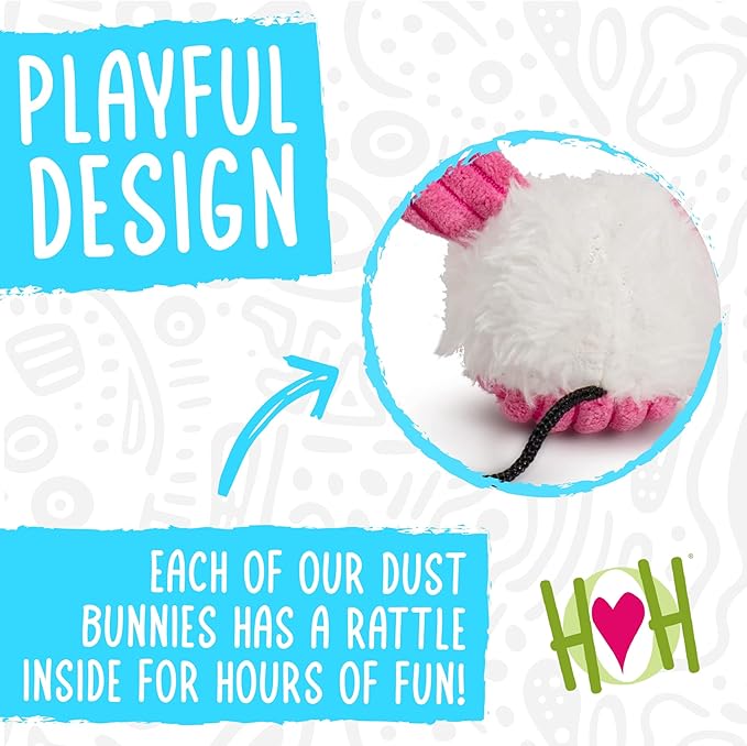 HuggleKats Cat Toys - Kitten Toys for Bored Indoor Cats, Perfect for Moving, Exercise, Biting & Chewing - Dust Bunnies (3 Pack)