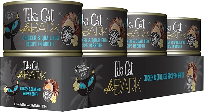Tiki Cat After Dark Wet Cat Food, Chicken & Quail Egg, 5.5 oz. Cans (8 Count)