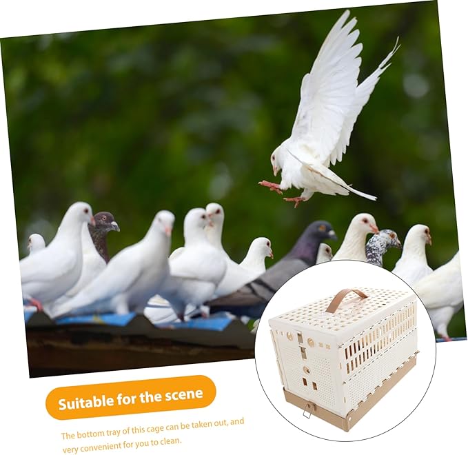 Kisangel Foldable Abs Pigeon Cage Nest with Removable Tray Lightweight Portable Poultry Carrier for Training and Release Small Pet Bird and Rabbit Breathable Transport Cage