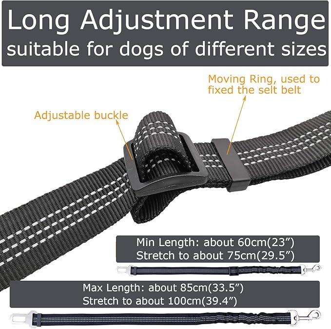 2 Dog Car Harness Seatbelt Seat Belt Leash Travel Accessories Bungee Anti Shock Pet Cat Adjustable Lead Clip Safety Seats Belts Purple