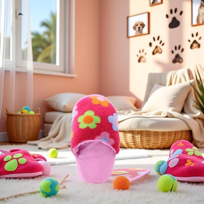 JJLFresheners Pink Cute Pet Puppy Dog Cat Slipper Shape Plush Chew Play Toy Flip-Flops Squeaky Toy Dog Squeak Pet Supplies