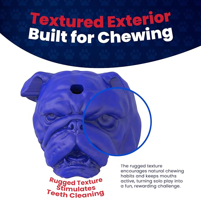 B-Dawg – Indestructible Dog Toy for Aggressive Chewers – Bulldog Shape for Interactive & Engaging Play – Cleans Teeth & Massage Gum – Pet-Safe & Made in USA (3.75 x 3.75 x 3.75 Inches)
