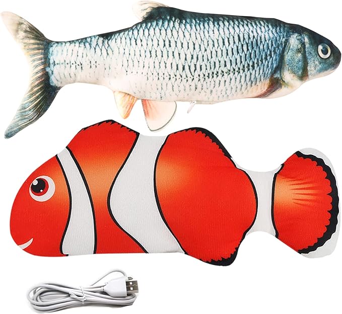 VAIZIQ Flopping Fish Electric Moving Dog Fish Toy，Realistic Flopping Fish Rocking Dog Toy，Interactive Pet Toys for Dog Exercise，Small and Medium Dog Floppy Fish Animal Toy