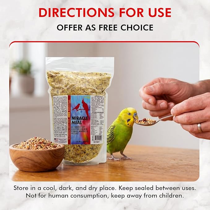 Morning Bird Miracle Meal 1.5 lbs – Vitamin Fortified Soft Bird Food for Birds - All-Natural No Artificial Dyes, Flavors or preservatives - Supports Feather Strength, Breeding & Overall Wellness
