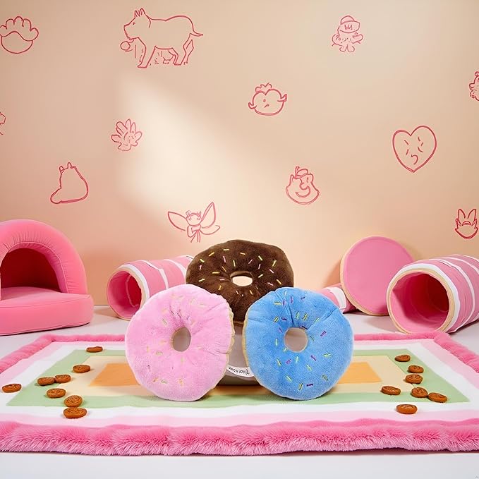3 Pcs Colorful Pet Toy Donut-Shape Squeaky Squeaker Puppy Dog Pet Cat Kitten Sound Chews Toy Random Color Sturdy and Practical Simple and Sophisticated Design，Toys，Dog Squeak Toys