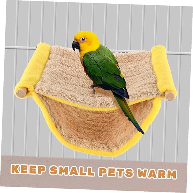 Small Animal Hammock Dual Layer Hanging Plush Nest Pet Bed for Hamsters Squirrels Birds Cage Accessories Yellow Cozy Sleeping Hut
