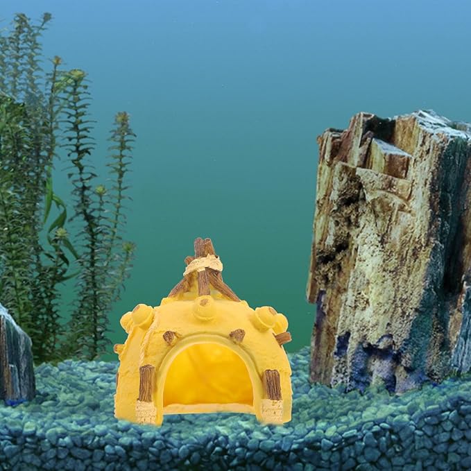 Ipetboom Aquarium Hideout Tent-Shaped Fish Cave Ornament for Fish Tank Decor Vivid Landscape for Aquatic Pets to Play and Rest