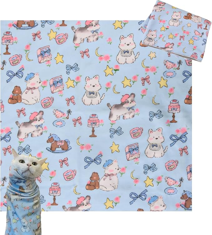Cat Wrap for Cutting Nails Gentle Wrapped Cat Swaddle Cat Grooming Wrap Comfortable Wrap Prevents Cat Resistance Cat Burrito Wrap Cat Grooming Supplies for Nail Trimming (18x18in)