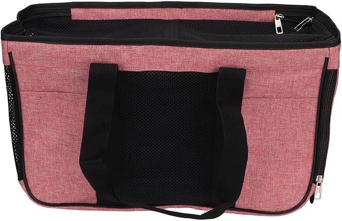 Breathable Cat Carrier with Anti Escape Design, Soft Portable Cat Travel Carrier for Small Pets, Mesh Cat Bag with Pockets and Roll Up Door for Vet Visits Car Travel (Pink with Black)