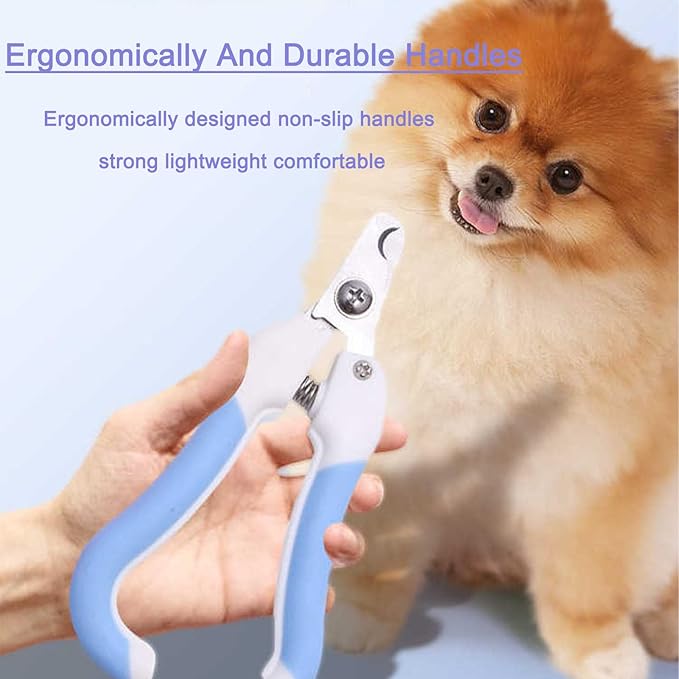 Pet Nail Clippers for Dogs & Cats with Safety Guard, Sharp Stainless Steel Blades, Professional Dog Nail Trimmers for Small Medium Large Breeds, Cat Nail Clippers for Indoor Cats, Quiet Grooming Tool