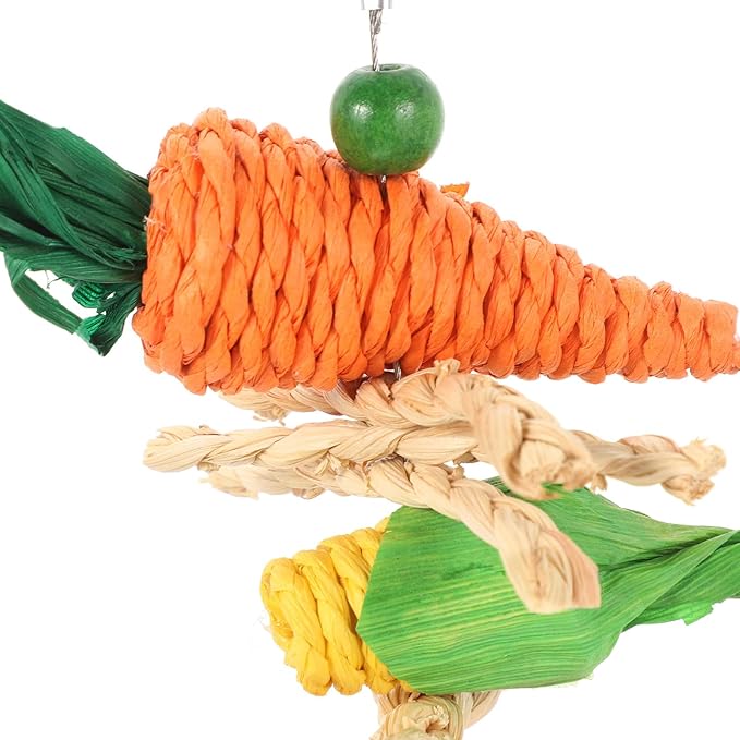 Toddmomy 2Pcs Hanging Cockatiel Chewing Natural Vine Balls with Carrot Rope for Parakeets and Small Birds Cage Accessories
