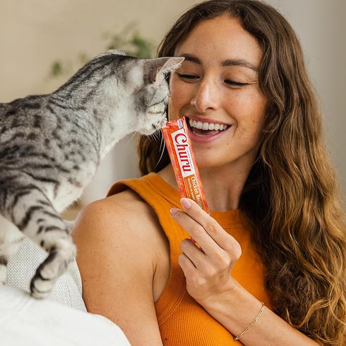 INABA Churu Lickable Purée Natural Cat Treats - Tuna Recipe, Case of 128 Tubes (16 Boxes of 8 Tubes Each)
