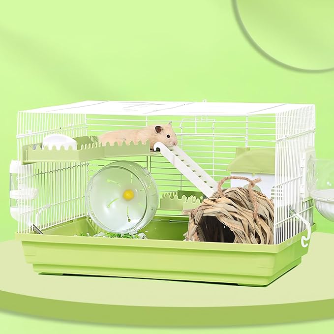 Mipcase Hand-Woven Straw Hamster Hideout and Bird Nest Small Animal Shelter Natural Straw Hut for Hamsters and Birds Cage Accessory Habitat