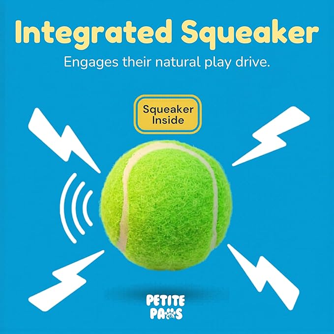 Squeaky Mini Tennis Balls for Small Dogs Puppy - 1.5 Inch - 6 Pack - Dog Toys for Small Dogs, Training Positive Reinforcement, Interactive Fetch Tiny Squeaker Balls for Ball Launcher