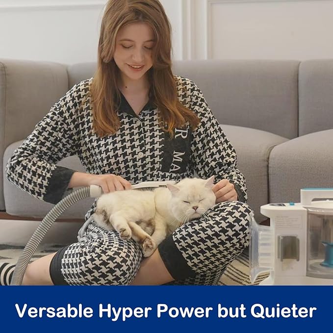 Dog Vacuum for Shedding with Max 3.4L Dust Bin, Hyper-Power but Super Quiet, 4 Professional Grooming Tools, Gift for Cat Pets Hair