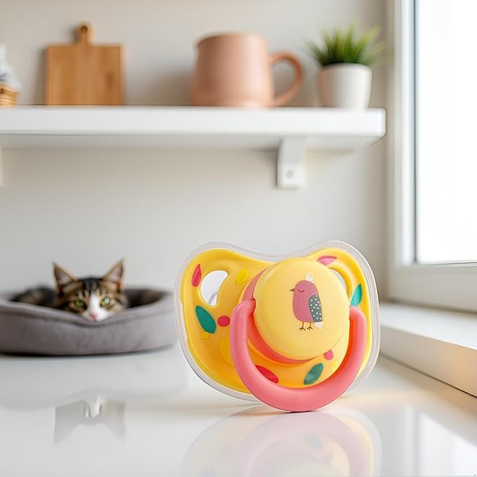 Pet Silicone Calming Pacifier, Dog Pacifiers for Small Dogs, Kitten Pacifiers, Puppy Teething Toys and Cat Chew Toys, Essential Pet Supplies, Puppy Essentials and Kitten Supplies (Chicks)