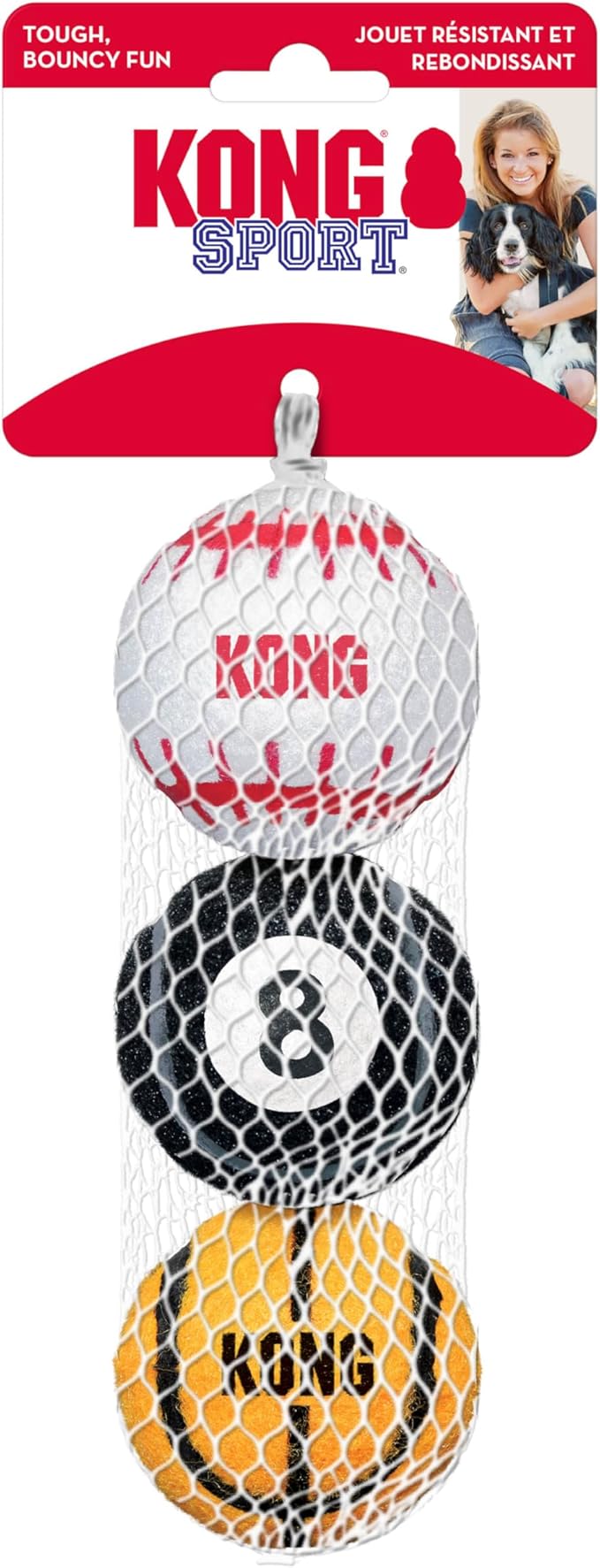 Kong - Sport Balls - Extra Bouncy, Tough Balls for Indoor/Outdoor Play - Medium (3 Pack - Assorted)
