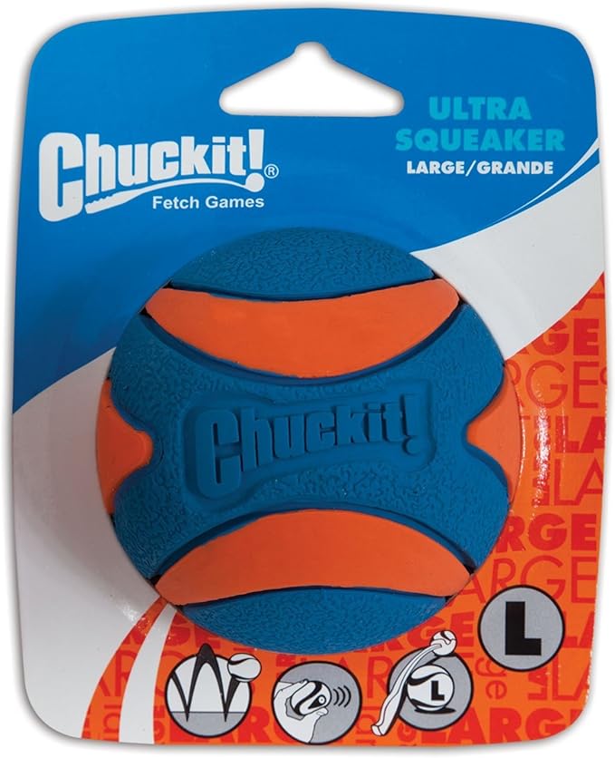 Chuckit Ultra Squeaker Ball Dog Toy Large (3" Diameter) (4 Pack)