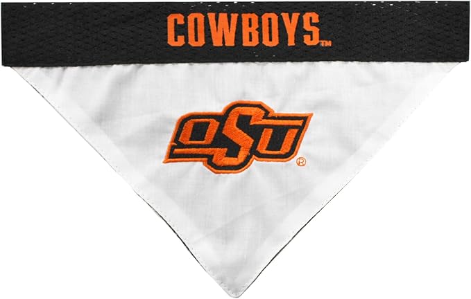 Pets First Collegiate Pet Accessories, Reversible Bandana, Oklahoma State Cowboys, Small/Medium