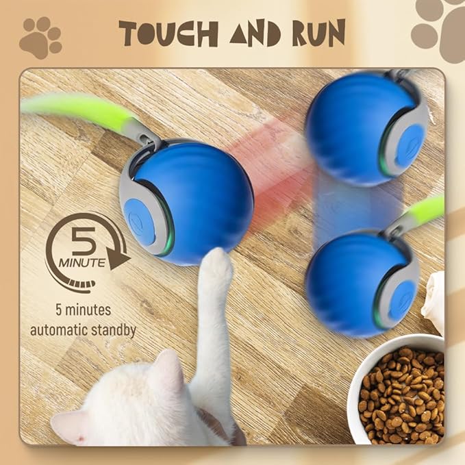 Interactive Cat Toys Ball, 2026 New Automatic Moving Balls for Cat Small Dog Touch Motion, Self Rolling Cat Toy Ball Interactive Dog Toys for Indoor and Outdoor (Blue)