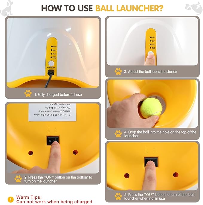 MEKAPLE Automatic Dog Ball Launcher, Dog Ball Thrower with 15 Mini Tennis Balls Sizing 2 Inch and Mesh Bag, Interactive Dogs Toys Tennis Balls Launcher for Small Dogs with 3 Distance Settings