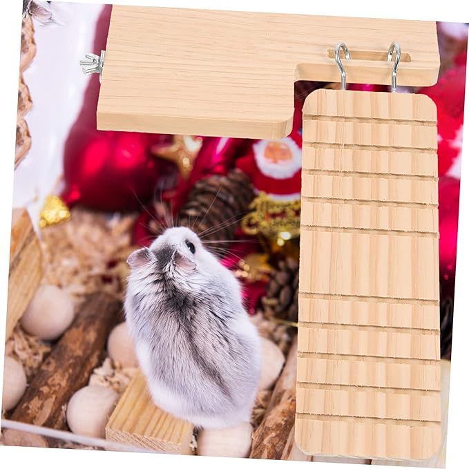 LIOOBO 1set Wooden Hamster Platform Hanging Ladder Fun Plaything for Pets Promotes Exercise Coordination Random Style Design for Hamsters Guinea Pigs