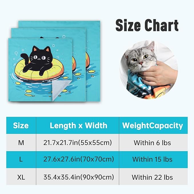 Cat Grooming Wrap27.6"*27.6", Self-Adherent Anti-Scratch Swaddle Restraint, Nail Clipping, Anti-Bite, Anti-Scratch, Anti-Escape Calming Wrap Multifunctional Care Pet Tools L
