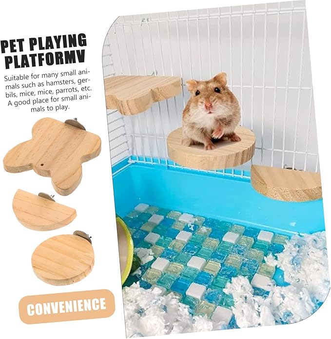 LIOOBO Bird Cage Platform Hamster Jump Board Wooden Hamster Perch Small Pet Cage Plaything