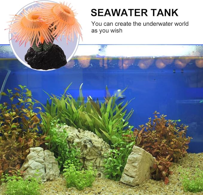 POPETPOP Simulated Coral Aquarium Decor Fish Tank Ornament Artificial Coral for Aquatic Pets Durable Resin 3.15 Inch