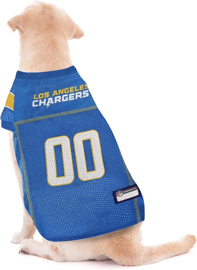 Pets First NFL Los Angeles Chargers Dog Jersey, Size Large, Football Shirt Costume for Pet, Dog Sports T-Shirt, NFL Team Clothing for Cats, Licensed Pet Apparel Available in 7 Sizes and 32 Teams