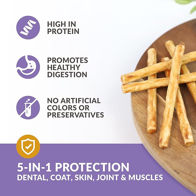 Wild Eats Real Duck Collagen Retriever Bully Sticks for Dogs, (15 Count), Long Lasting Dog Chews, No Hide Dog Treat Bully Stick Alternative, Rawhide Free, Low Fat, High Protein, Grain Free