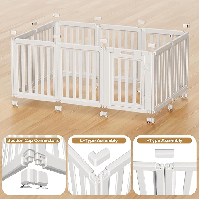 Dog Playpen, Clear Dog Pen, Dog Pen Indoor, Easy to Install and Remove Dog Play Pen, Puppy Playpen Suitable for Dogs, Cats,Dog Playpen Indoor (White, 30.3 inch Height, 10 Panels)